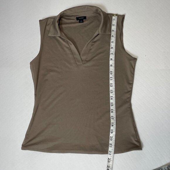 Halogen Women's Brown Sleveless V-Neck Collared Knit Top Size Small NWOT - Picture 4 of 8